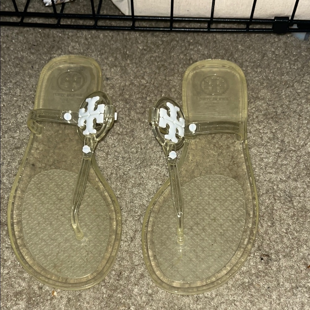 Tory Burch Gold Transparent Sandals
